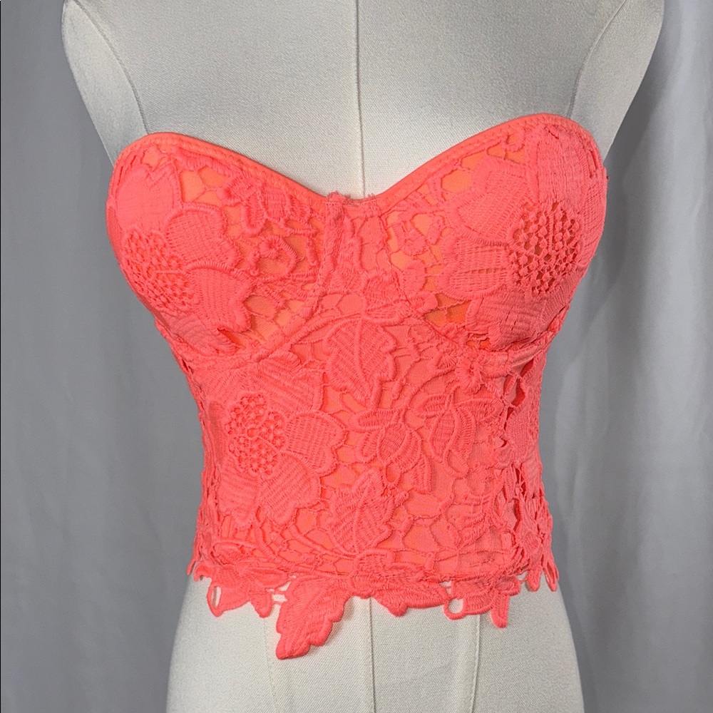 Coral Lace Bustier Top
